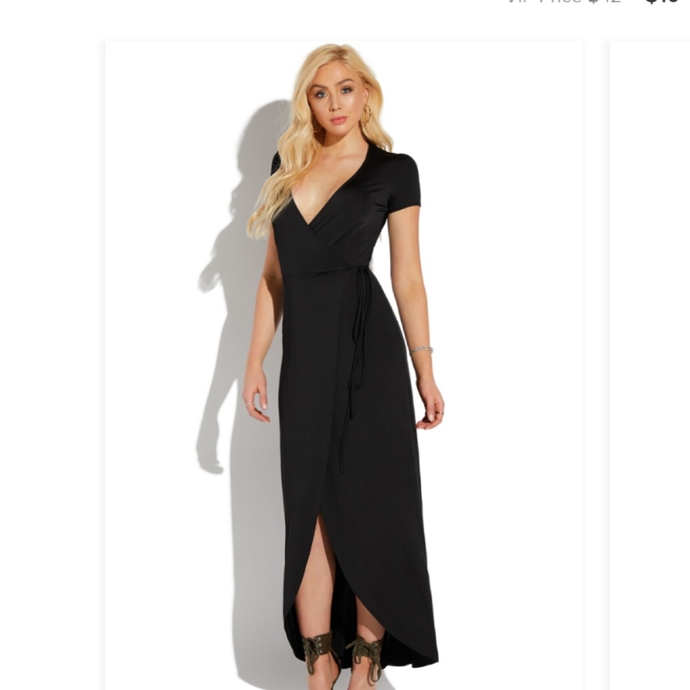 Wrap Front Short Sleeve Maxi Dress